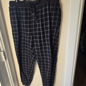 Windowpane Black Men's Jogger Pants with Drawstring Waist